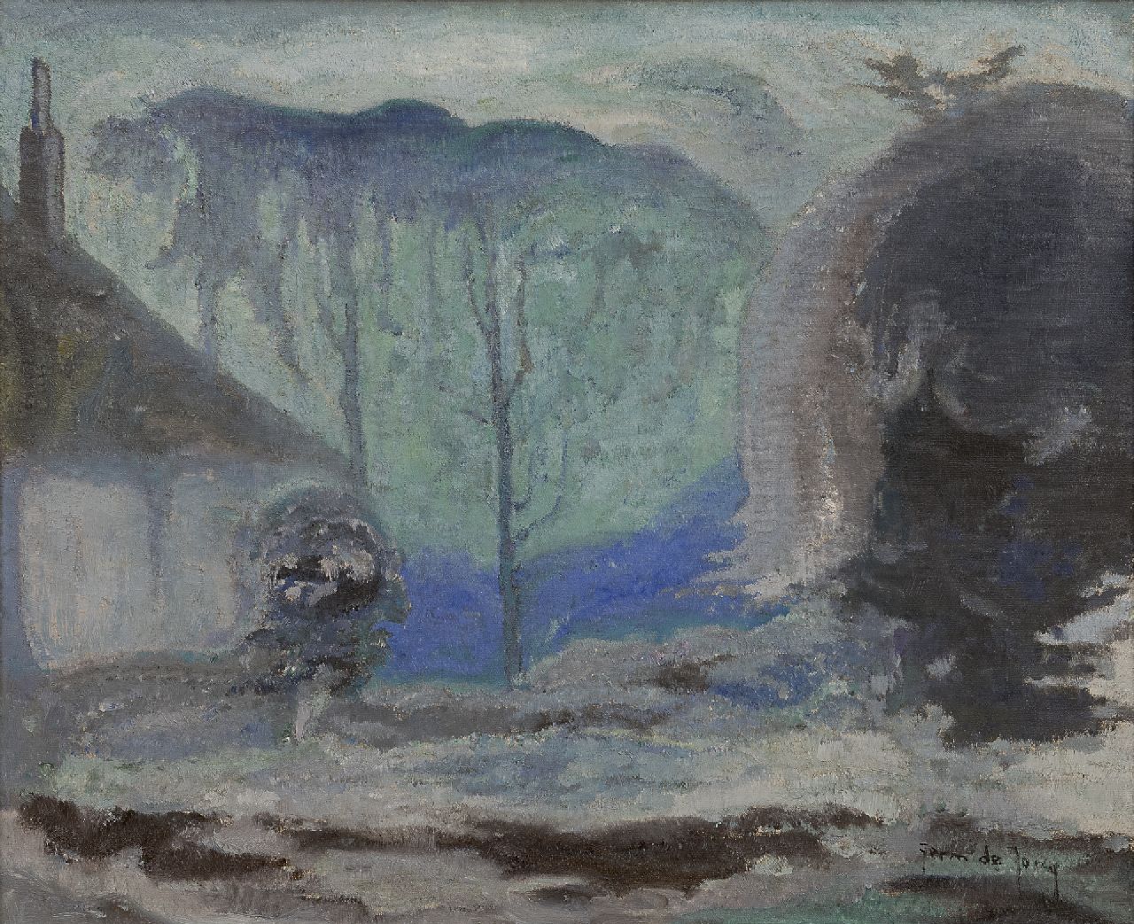 Jong G. de | Gerben 'Germ' de Jong | Schilderijen te koop aangeboden | Winterlandschap, olieverf op doek 41,2 x 50,0 cm, gesigneerd rechtsonder en te dateren ca. 1918