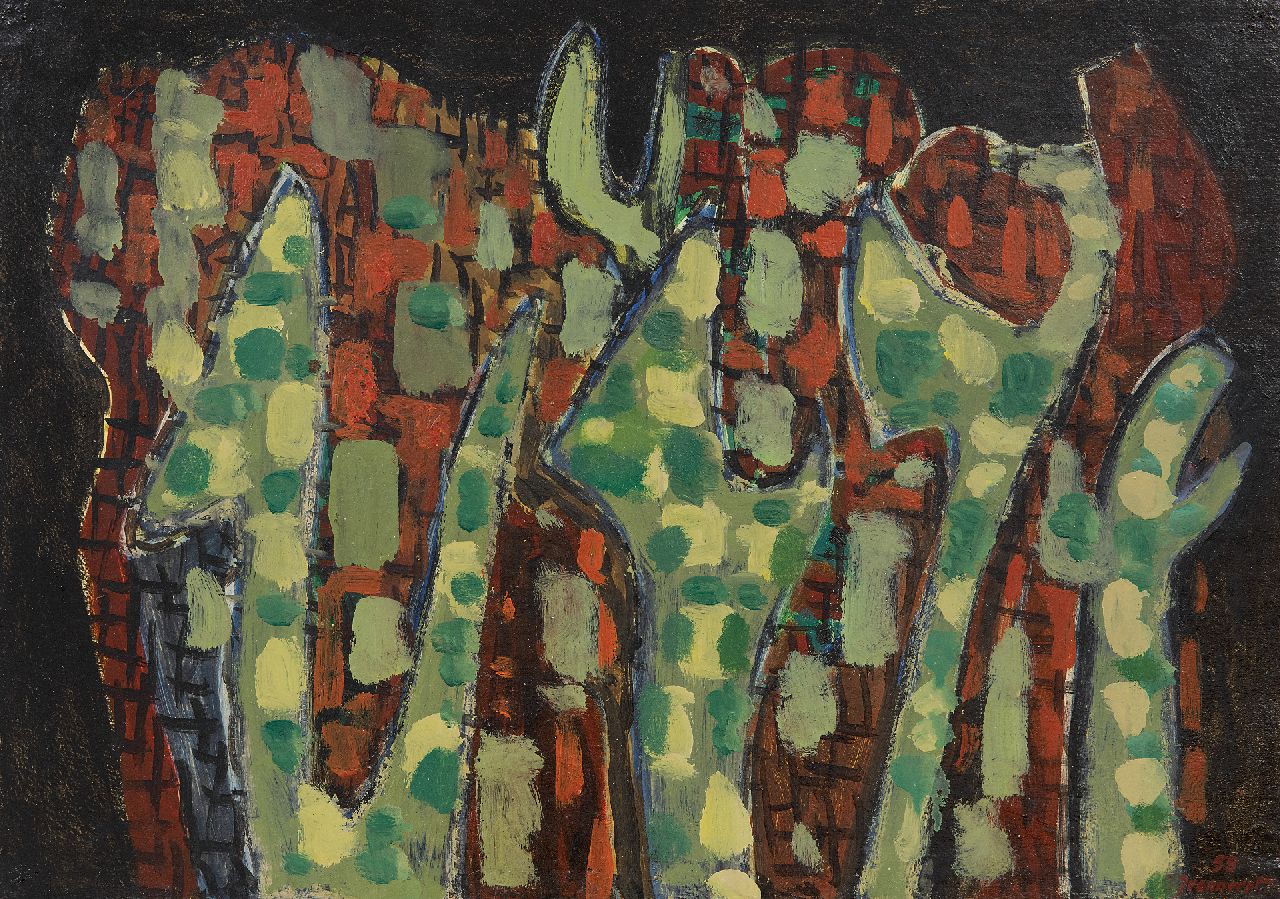 Jeanneret B.  | Blaise Jeanneret | Schilderijen te koop aangeboden | Composition 1958, olieverf op papier op board 38,0 x 53,0 cm, gesigneerd rechtsonder en gedateerd '58