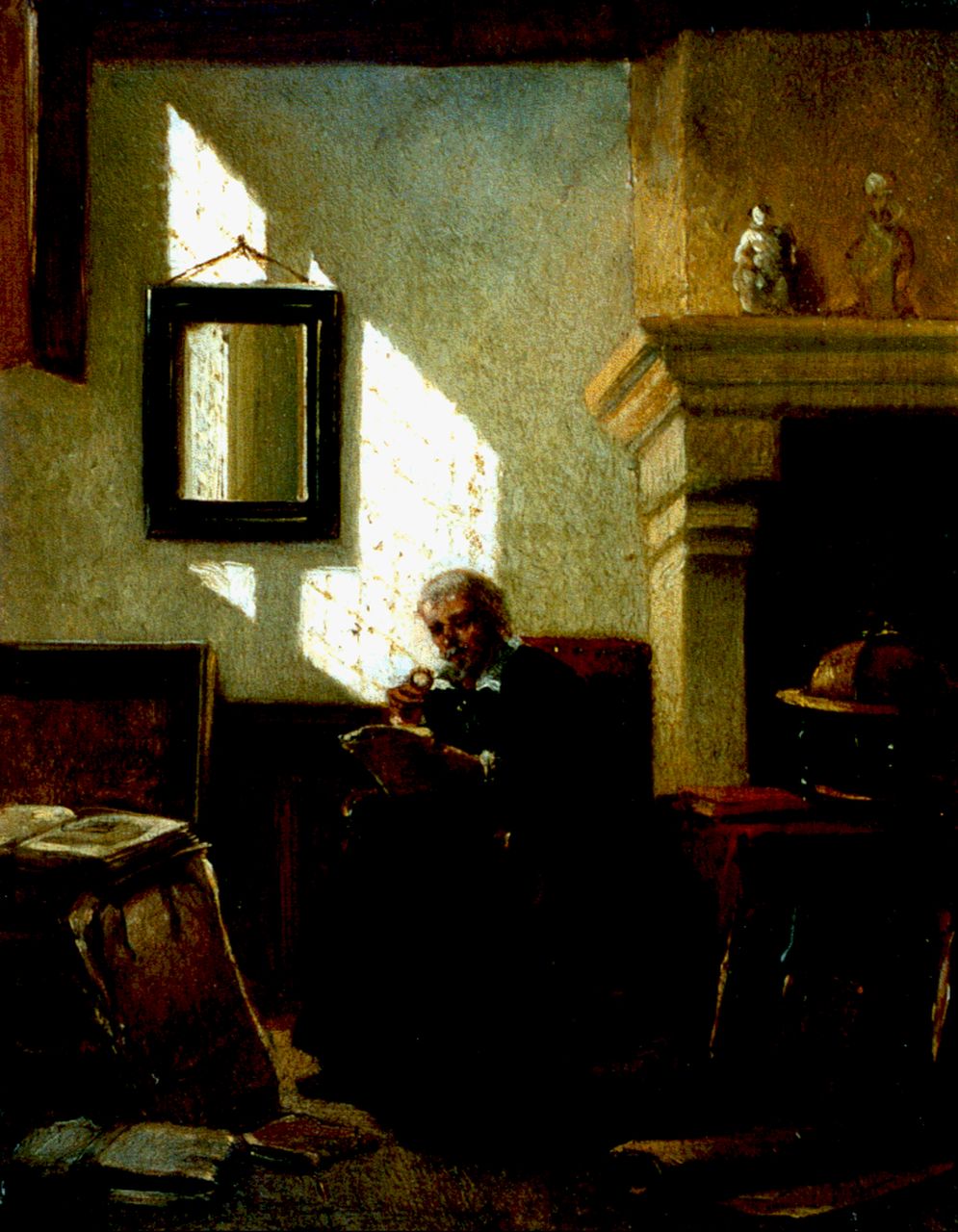 Stroebel J.A.B.  | Johannes Anthonie Balthasar Stroebel, De kamergeleerde, olieverf op paneel 19,7 x 15,3 cm, gesigneerd linksonder