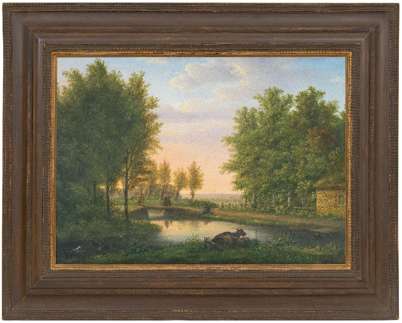 Kouwenhoven J. van | Jacob van Kouwenhoven | Schilderijen te koop aangeboden | Zomerlandschap (met winterpendant), olieverf op paneel 30,7 x 43,6 cm, gesigneerd rechtsonder met initialen