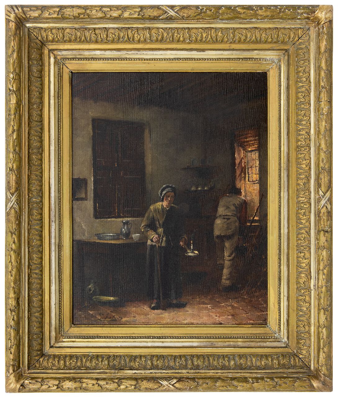 Neuckens P.J.  | Pierre Jules Neuckens | Schilderijen te koop aangeboden | Boereninterieur, olieverf op doek 48,5 x 39,3 cm, gesigneerd linksonder