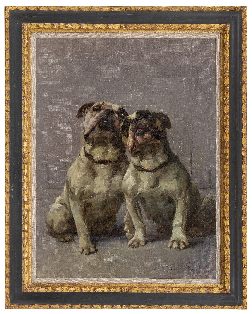 Earl M.A.  | 'Maud' Alice Earl | Schilderijen te koop aangeboden | Twee bulldoggen, olieverf op doek 61,5 x 45,9 cm, gesigneerd rechtsonder