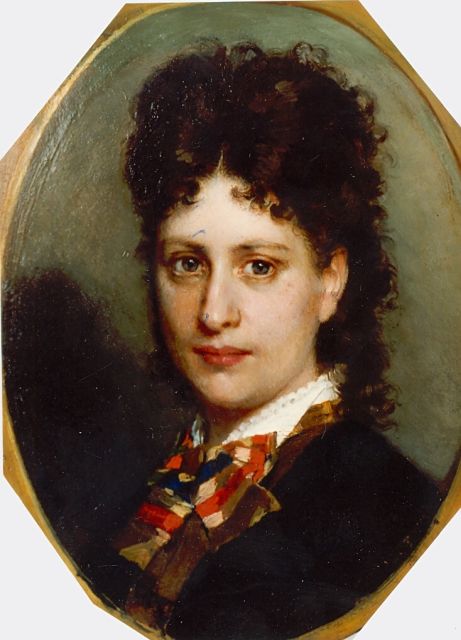 Martens W.  | Portret van een vrouw, olieverf op paneel 23,0 x 17,5 cm