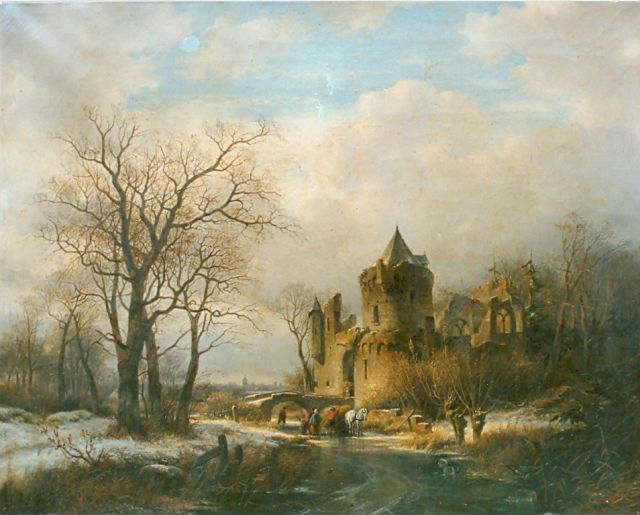 Ravenswaay J. van | Winterlandschap, olieverf op doek 76,6 x 100,2 cm, gesigneerd m.o. en gedateerd 1848