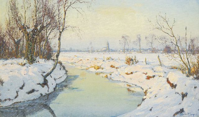 Meijer J.  | Zonnige winterdag bij Blaricum, olieverf op doek 61,4 x 101,1 cm, gesigneerd r.o.