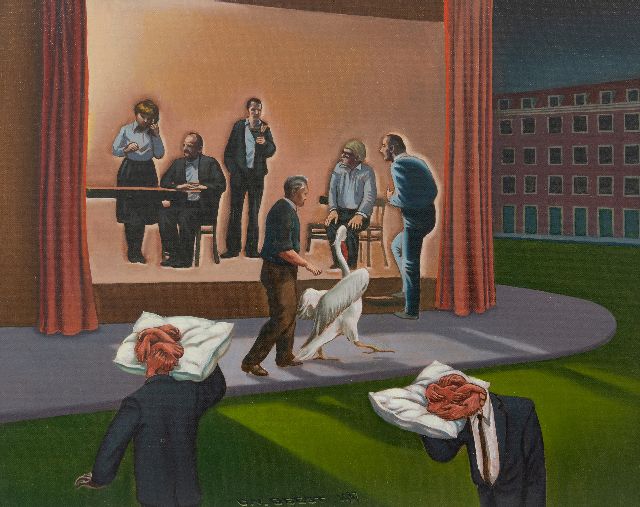 Geest C. van | De surrealistische voorstelling, olieverf op doek 40,3 x 50,1 cm, gesigneerd m.o. en gedateerd 1987