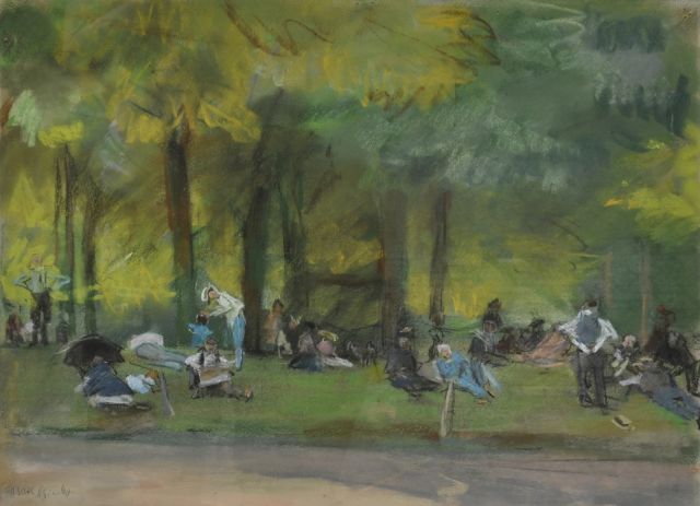Isaac Israels | In het Bois de Boulogne, pastel op papier, 31,3 x 39,2 cm, gesigneerd l.o.