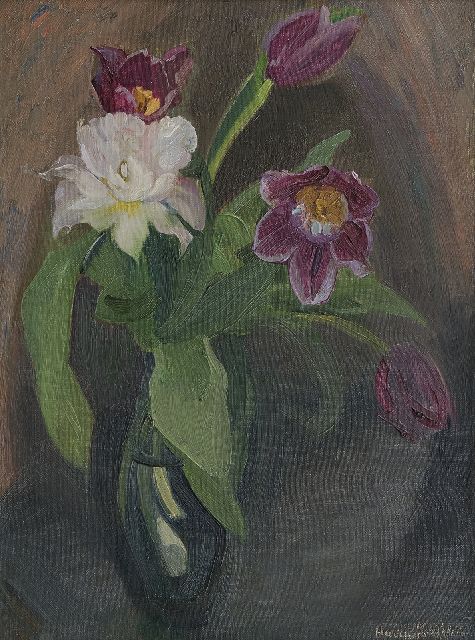 Kuijten H.J.  | Tulpen, olieverf op doek 50,1 x 36,3 cm, gesigneerd r.o.