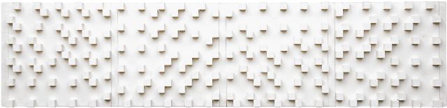 Volten A.T.A.  | Voorstudie voor Akoestische wand voor het VARA-gebouw in Hilversum, wit gelakt hout 75,5 x 325,5 cm, te dateren ca. 1969