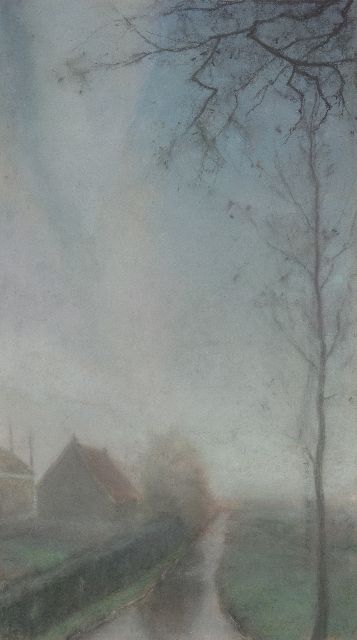 Dirk Berend Nanninga | Herfstochtend, pastel op karton, 76,5 x 45,0 cm, gesigneerd r.o.
