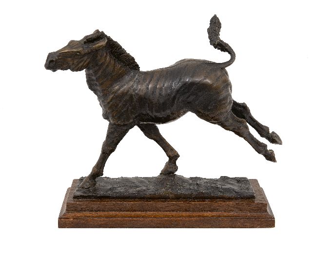 Toms N.  | Zebra, brons 21,0 x 22,0 cm, gesigneerd op basis