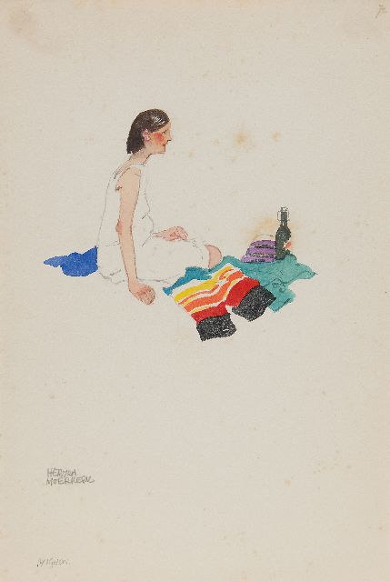 Moerkerk H.A.J.M.  | Mignon, potlood en aquarel op papier 25,5 x 17,1 cm, gesigneerd l.o.