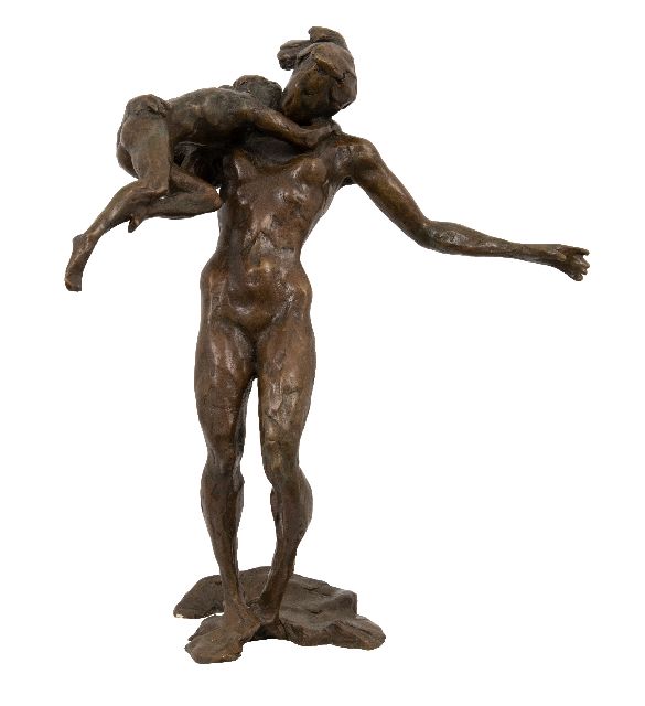 Verkade K.  | L'Elan (moeder met kind), brons 38,0 cm, gesigneerd op de basis en gedateerd '96
