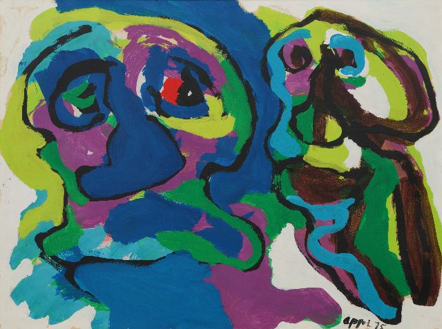Karel Appel | Zonder titel, acryl op papier op doek, 75,0 x 105,0 cm, gesigneerd r.o. en gedateerd 1975