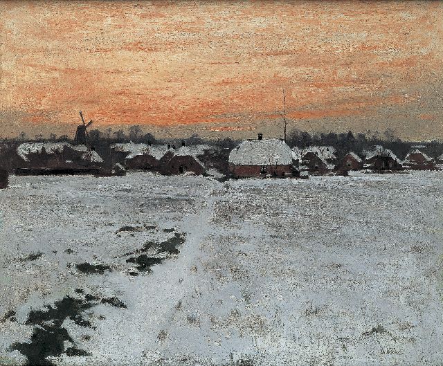 Witsen W.A.  | Winteravond in Ede, olieverf op doek 45,0 x 54,0 cm, gesigneerd r.o. en te dateren ca. 1895