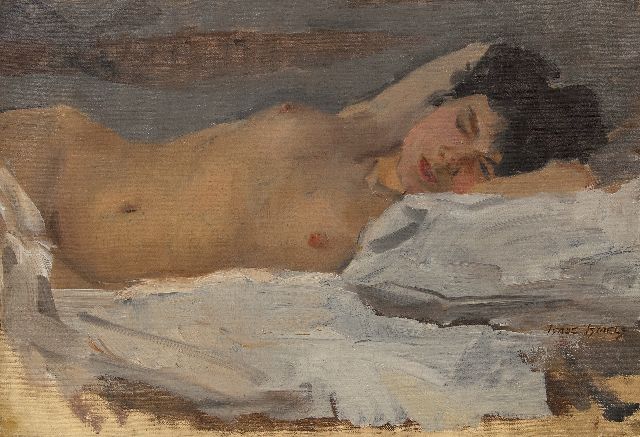 Isaac Israels | Slapend naakt, olieverf op doek, 38,1 x 55,1 cm, gesigneerd r.o. en te dateren ca. 1915-1920