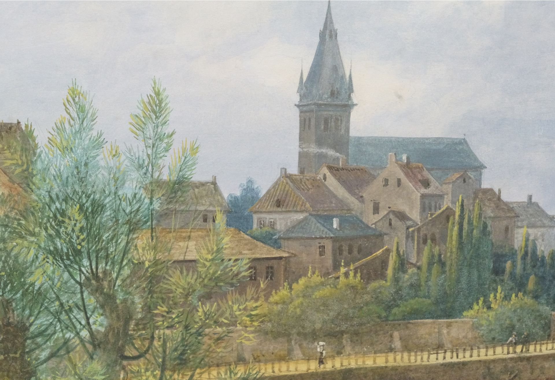 Henri Knip | Watercolours and drawings for Sale | View of a town with a ...
