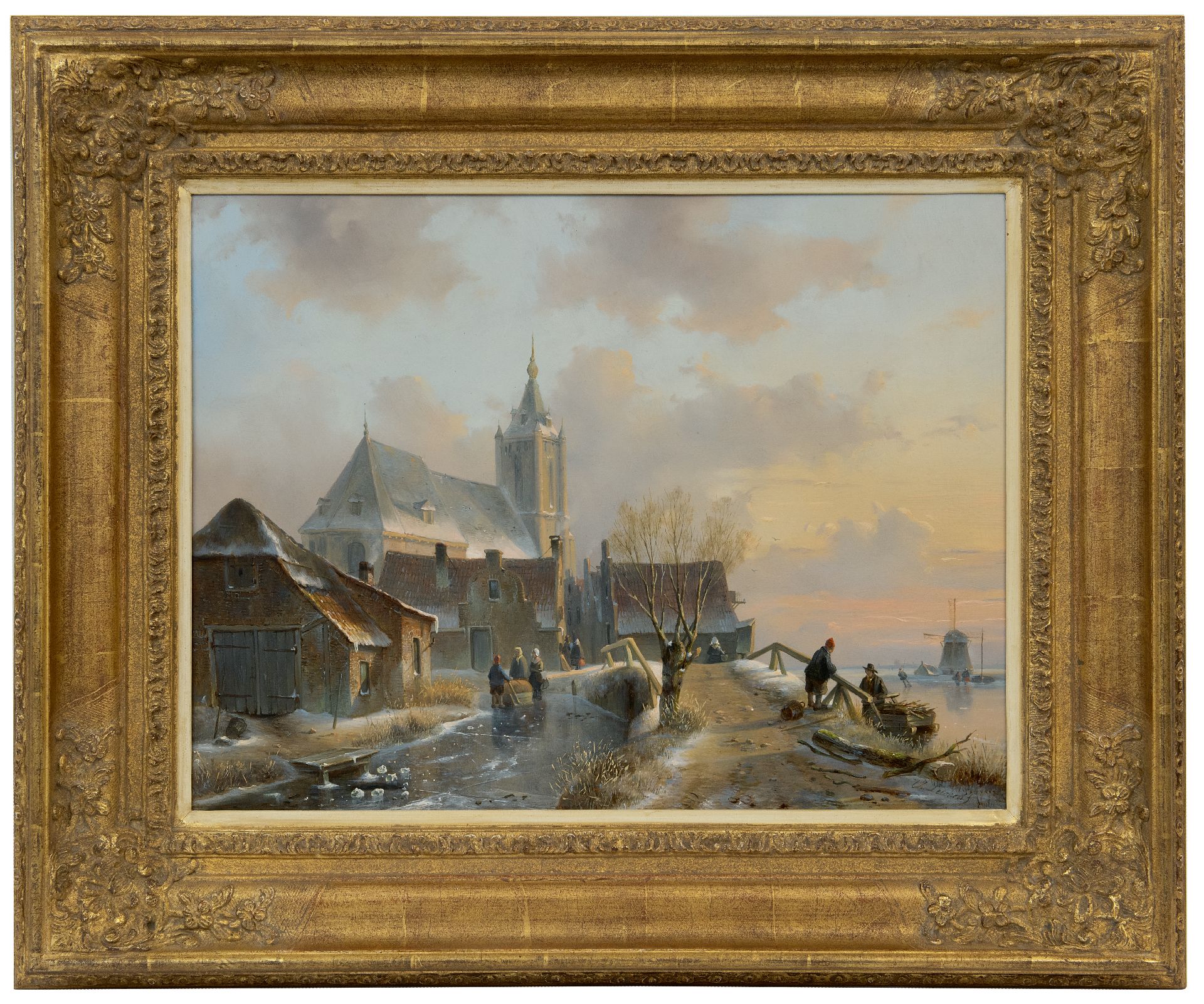 Charles Leickert | Paintings prev. for Sale | A snowy village view with ...