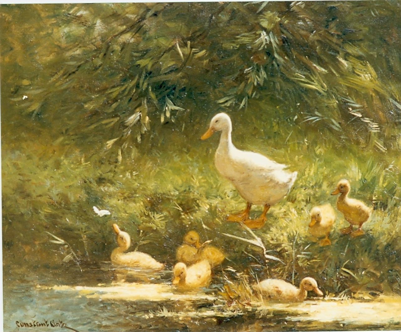 Artz C.D.L.  | 'Constant' David Ludovic Artz, Duck with ducklings, oil on panel 40.0 x 50.0 cm, signed l.l.