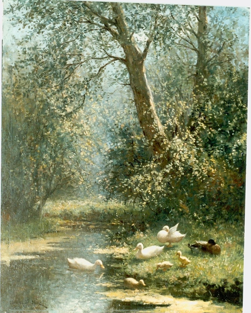 Artz C.D.L.  | 'Constant' David Ludovic Artz, Ducks on the river bank, oil on panel 50.1 x 40.0 cm, signed l.l.