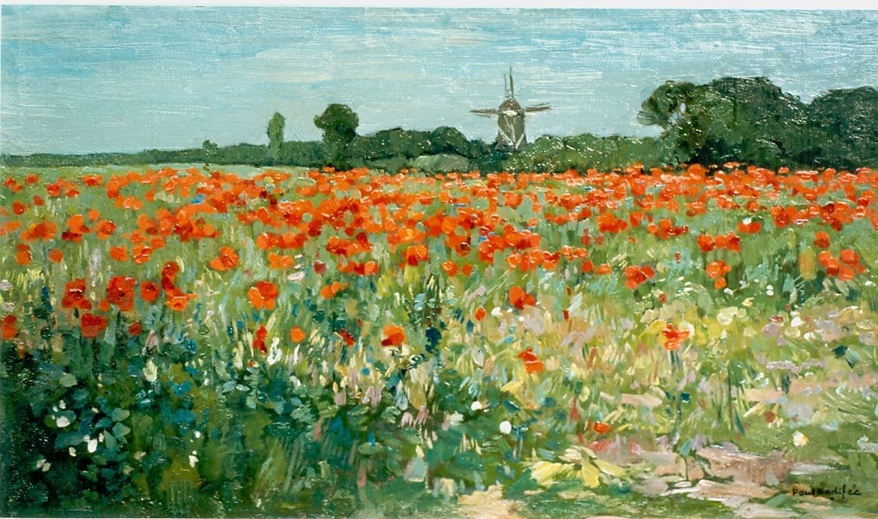 Bodifée J.P.P.  | Johannes Petrus Paulus 'Paul' Bodifée, Blossoming poppies, oil on cardboard 27.6 x 47.9 cm, signed l.r.