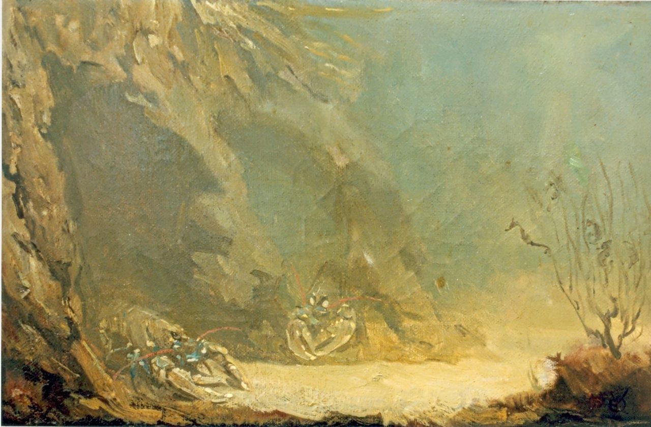 Dijsselhof G.W.  | Gerrit Willem Dijsselhof, Lobsters, oil on canvas 20.5 x 32.2 cm, signed l.l.