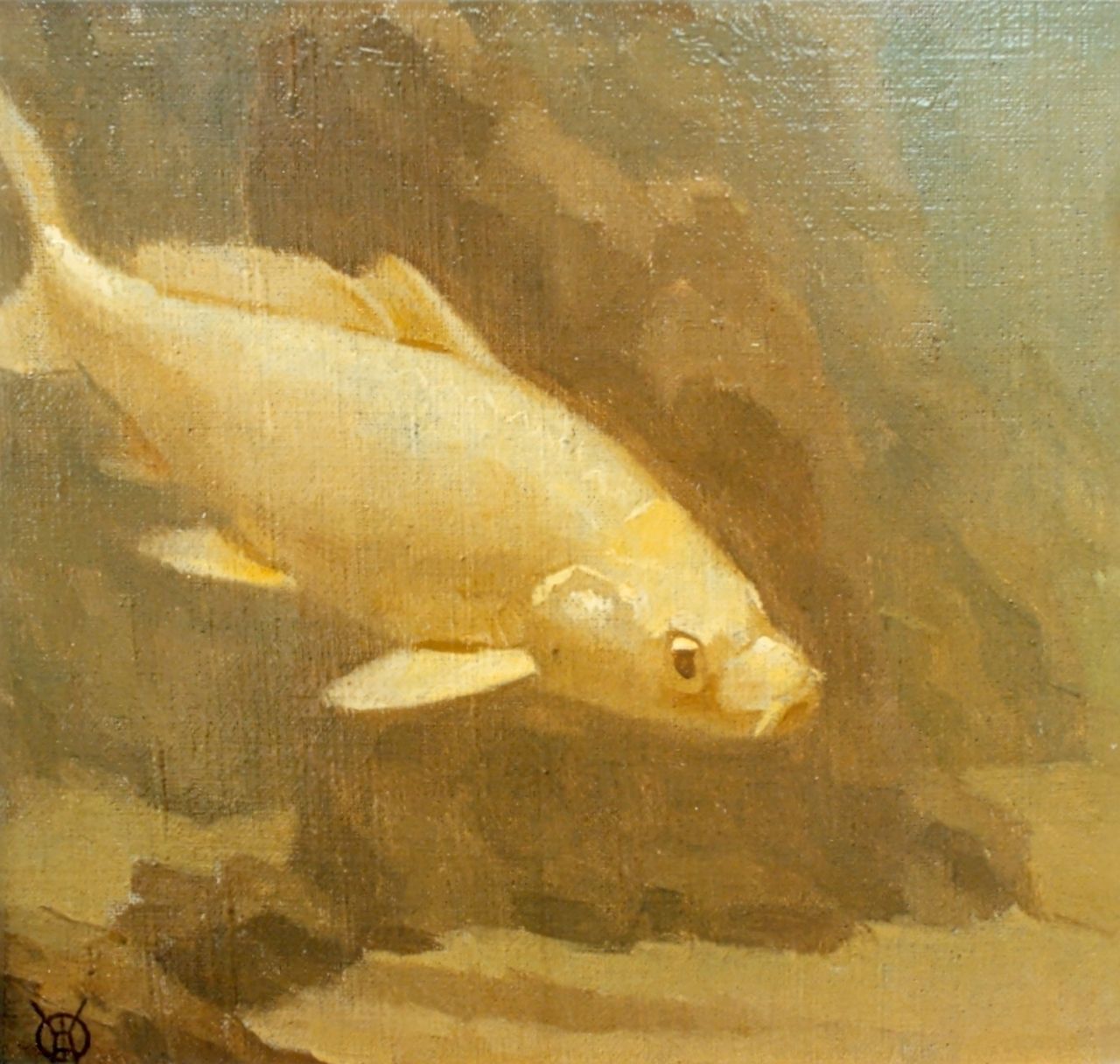 Dijsselhof G.W.  | Gerrit Willem Dijsselhof, Gold carp, oil on canvas 20.2 x 22.2 cm, signed l.l.