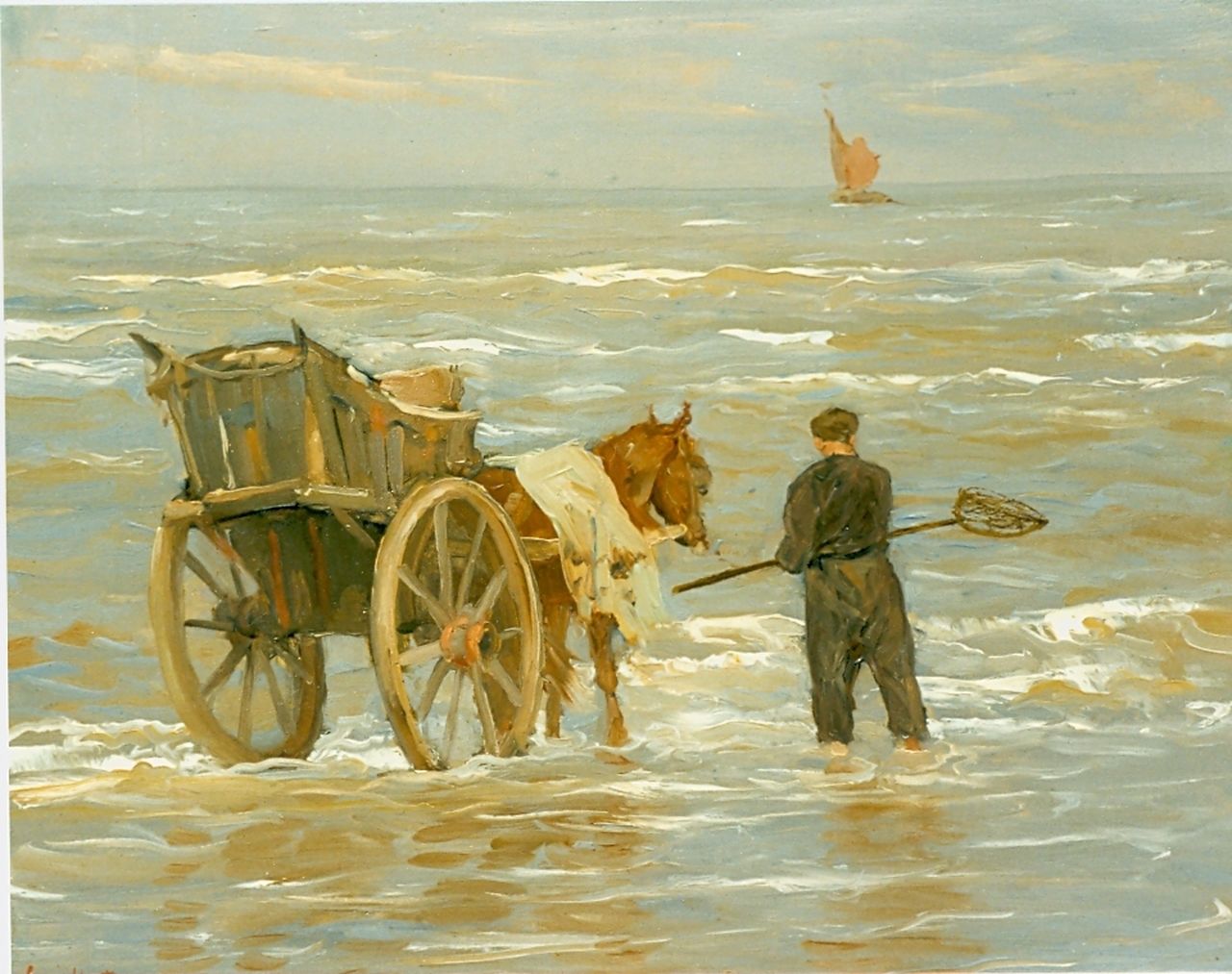 Hartz L.J.  | 'Louis' Jacob Hartz, Gathering shells, oil on canvas 33.5 x 41.0 cm, signed l.l.