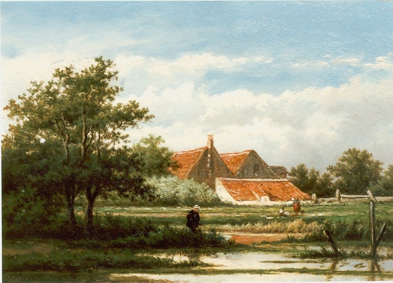 Heerebaart G.  | Georgius Heerebaart, A polder landscape, oil on panel 16.1 x 23.7 cm, signed l.l.
