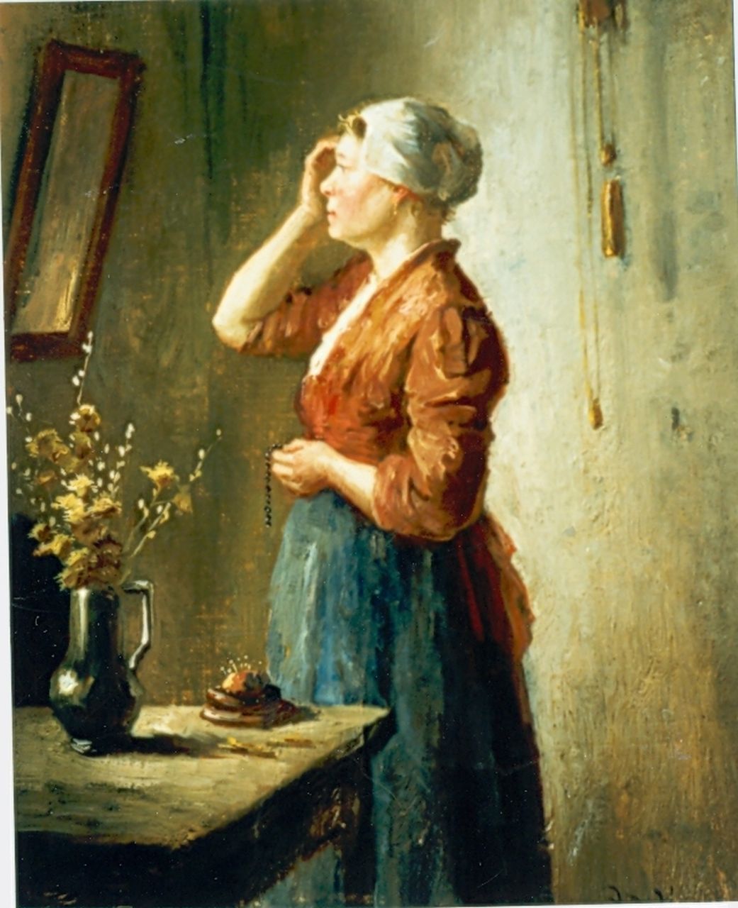 Hoog J.B. de | Johan 'Bernard' de Hoog, Contemplation, oil on canvas 27.8 x 22.8 cm