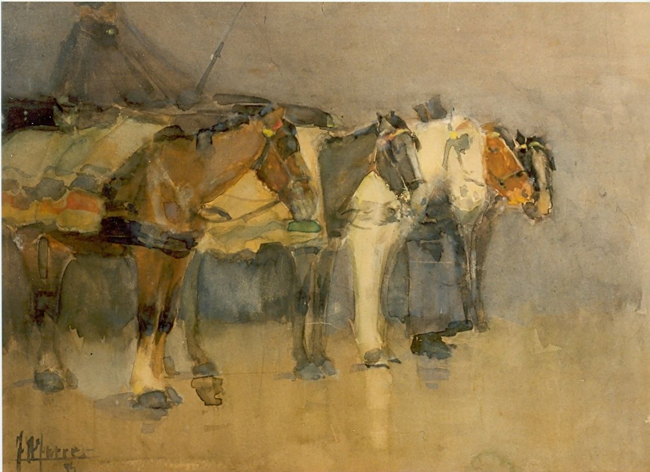 Jurres J.H.  | Johannes Hendricus Jurres, Horses, watercolour on paper 19.0 x 26.0 cm, signed l.l. and dated '94
