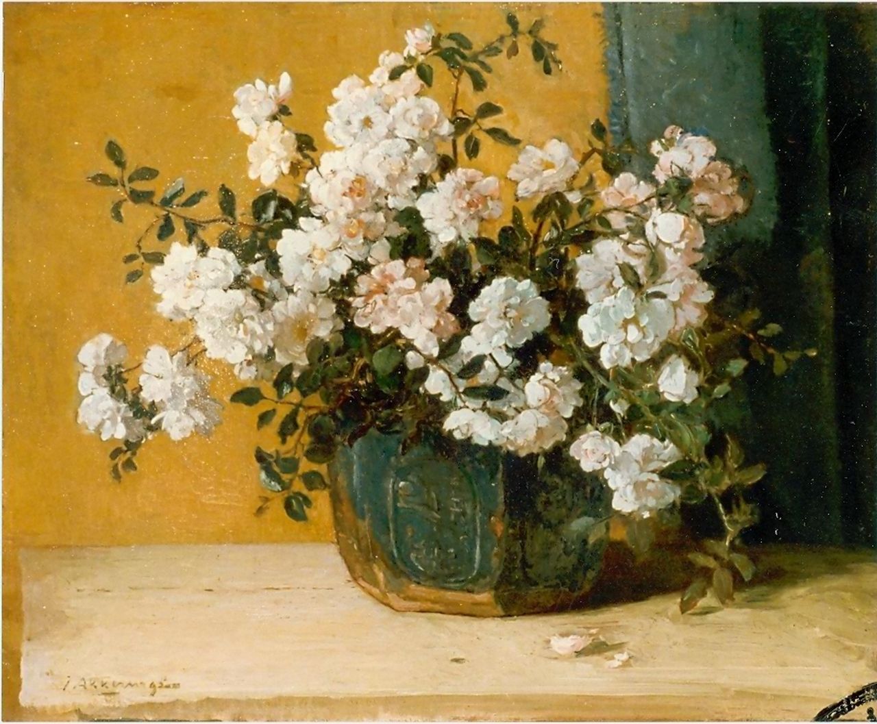 Akkeringa J.E.H.  | 'Johannes Evert' Hendrik Akkeringa, A still life of roses, oil on canvas 43.0 x 53.0 cm, signed l.l.