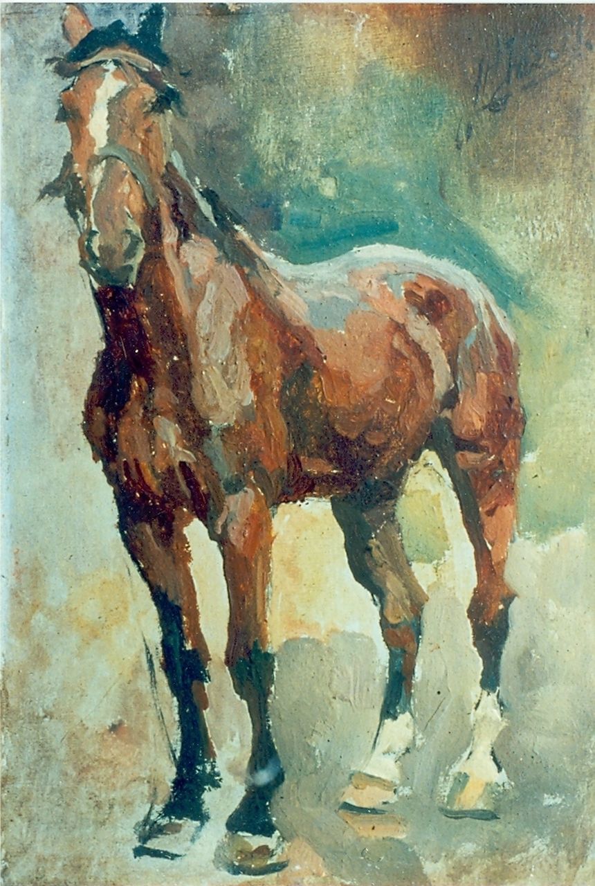 Jurres J.H.  | Johannes Hendricus Jurres, Horse, oil on canvas 18.2 x 13.4 cm, signed u.r.