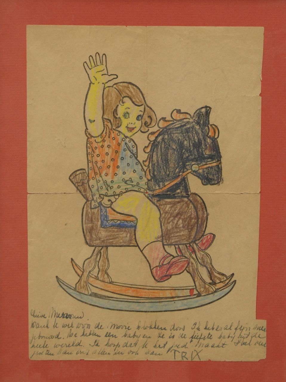 Oranje-Nassau (Prinses Beatrix) B.W.A. van | Beatrix Wilhelmina Armgard van Oranje-Nassau (Prinses Beatrix), Girl, coloured pencil on paper 27.7 x 19.7 cm, signed l.r.