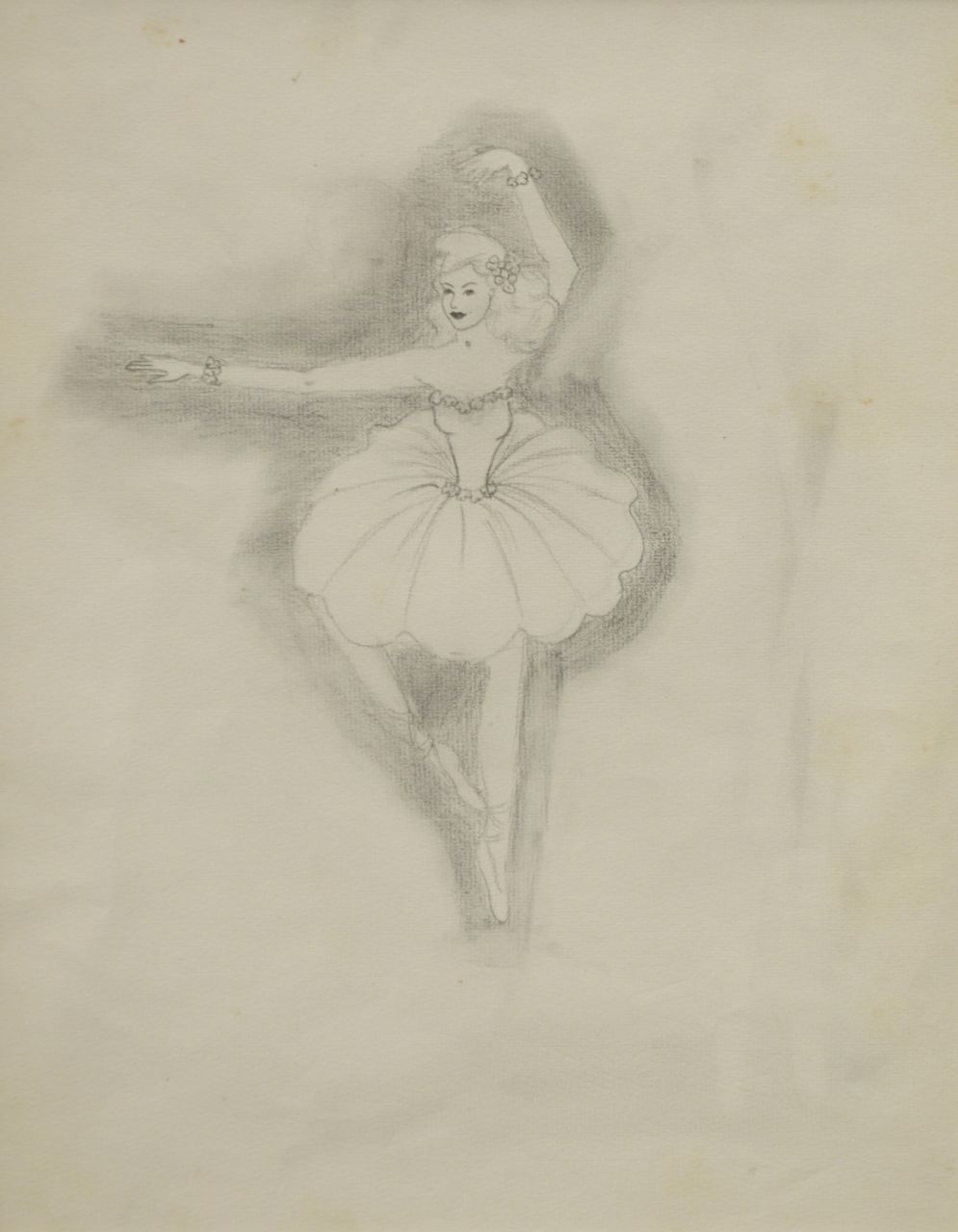 Oranje-Nassau (Prinses Beatrix) B.W.A. van | Beatrix Wilhelmina Armgard van Oranje-Nassau (Prinses Beatrix), Ballet dancer, pencil on paper 30.0 x 23.0 cm