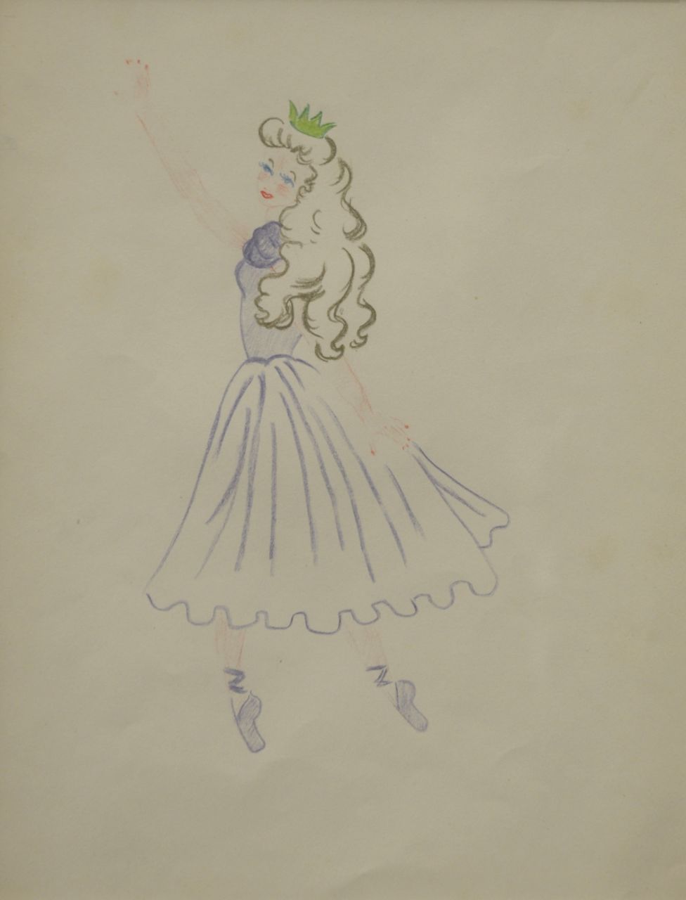 Oranje-Nassau (Prinses Beatrix) B.W.A. van | Beatrix Wilhelmina Armgard van Oranje-Nassau (Prinses Beatrix), Ballet princess, coloured pencil on paper 30.0 x 23.0 cm