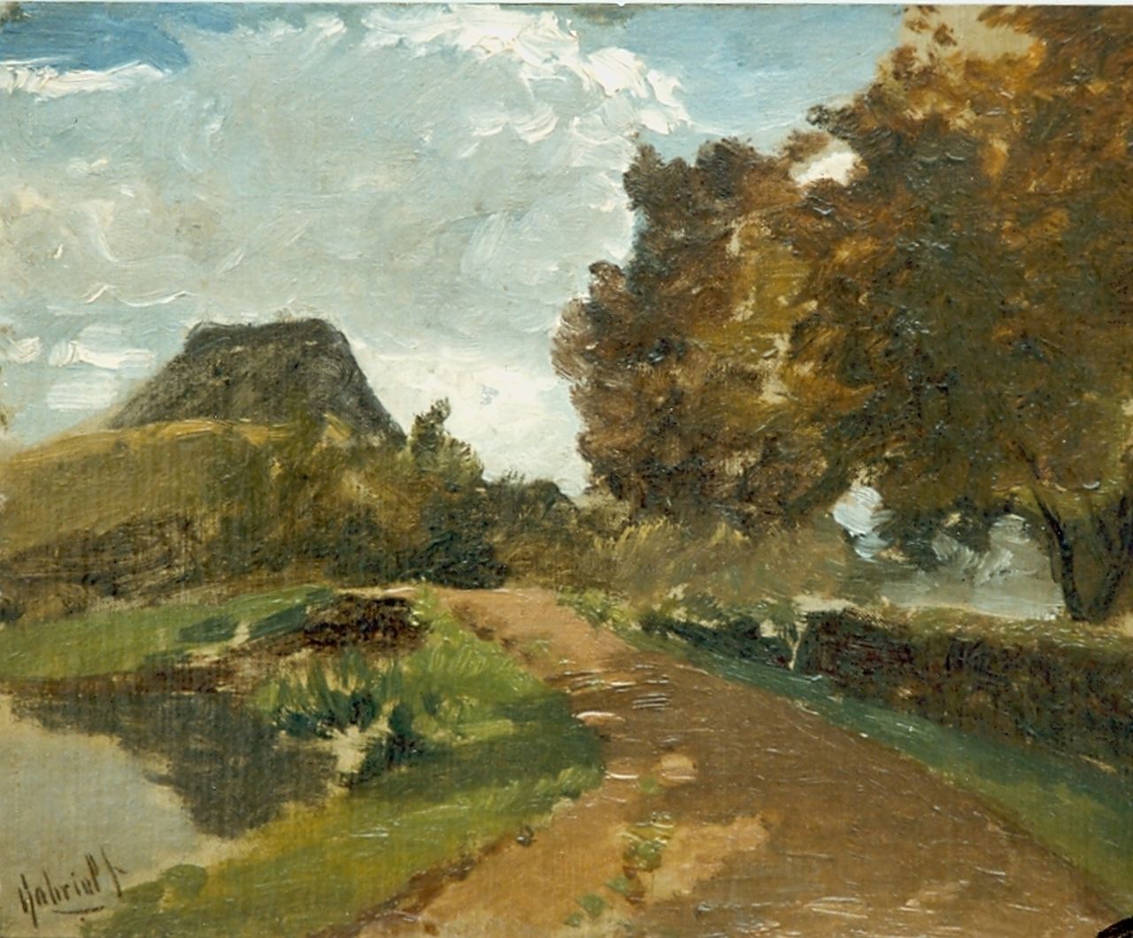 Gabriel P.J.C.  | Paul Joseph Constantin 'Constan(t)' Gabriel, A country road, oil on panel 24.3 x 31.5 cm, signed l.l.