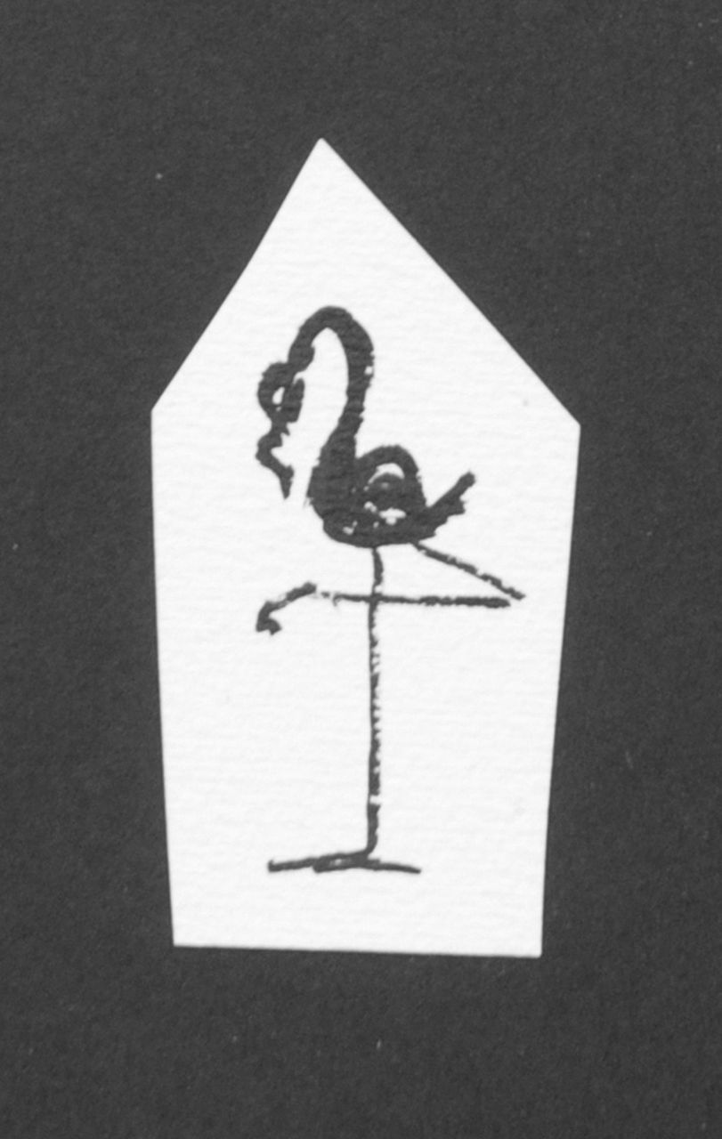 Oranje-Nassau (Prinses Beatrix) B.W.A. van | Beatrix Wilhelmina Armgard van Oranje-Nassau (Prinses Beatrix), Stork, pencil and black ink on paper 7.0 x 3.8 cm, executed August 1960
