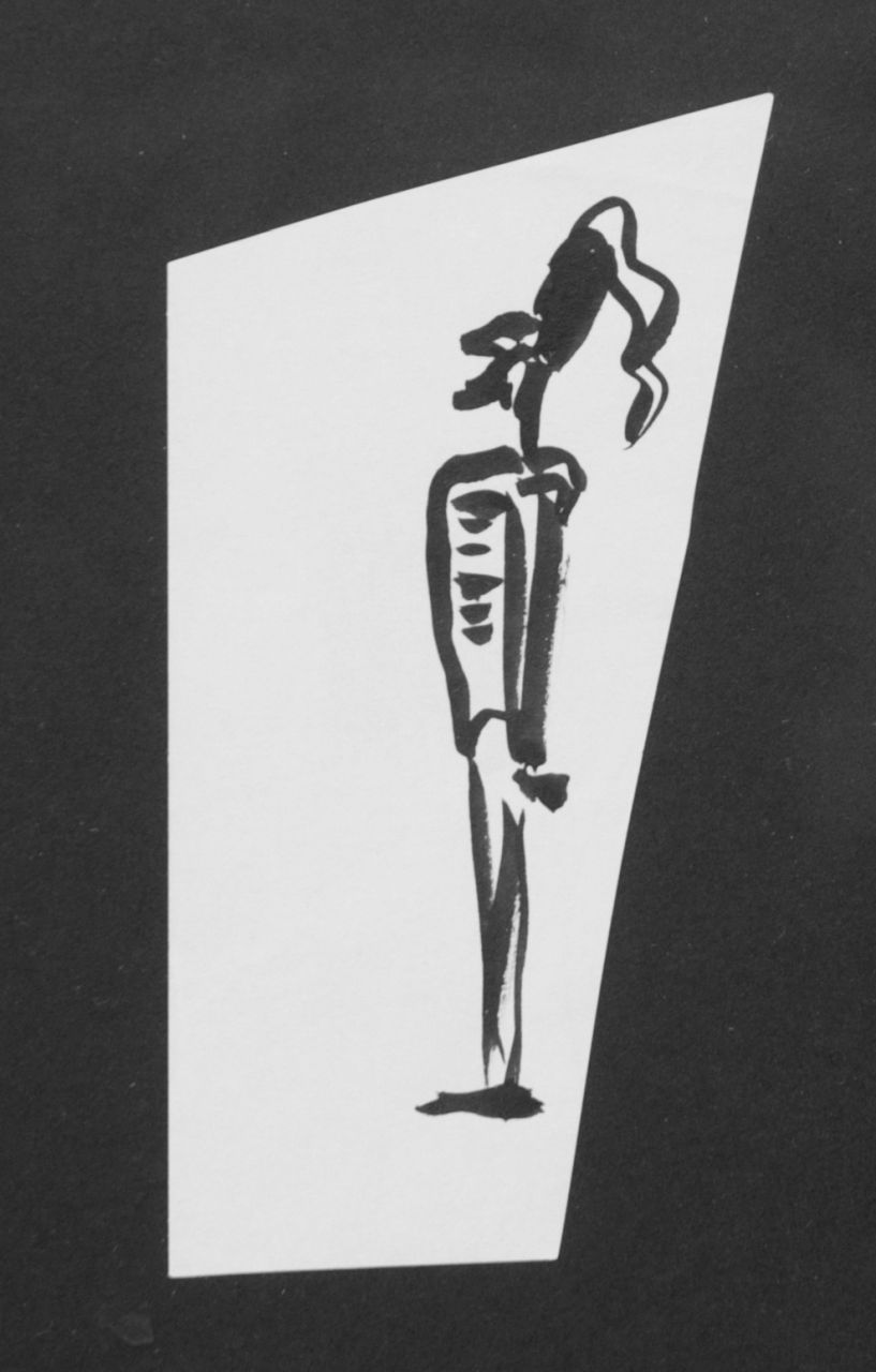 Oranje-Nassau (Prinses Beatrix) B.W.A. van | Beatrix Wilhelmina Armgard van Oranje-Nassau (Prinses Beatrix), Guard, pencil and black ink on paper 12.3 x 6.0 cm, executed August 1960