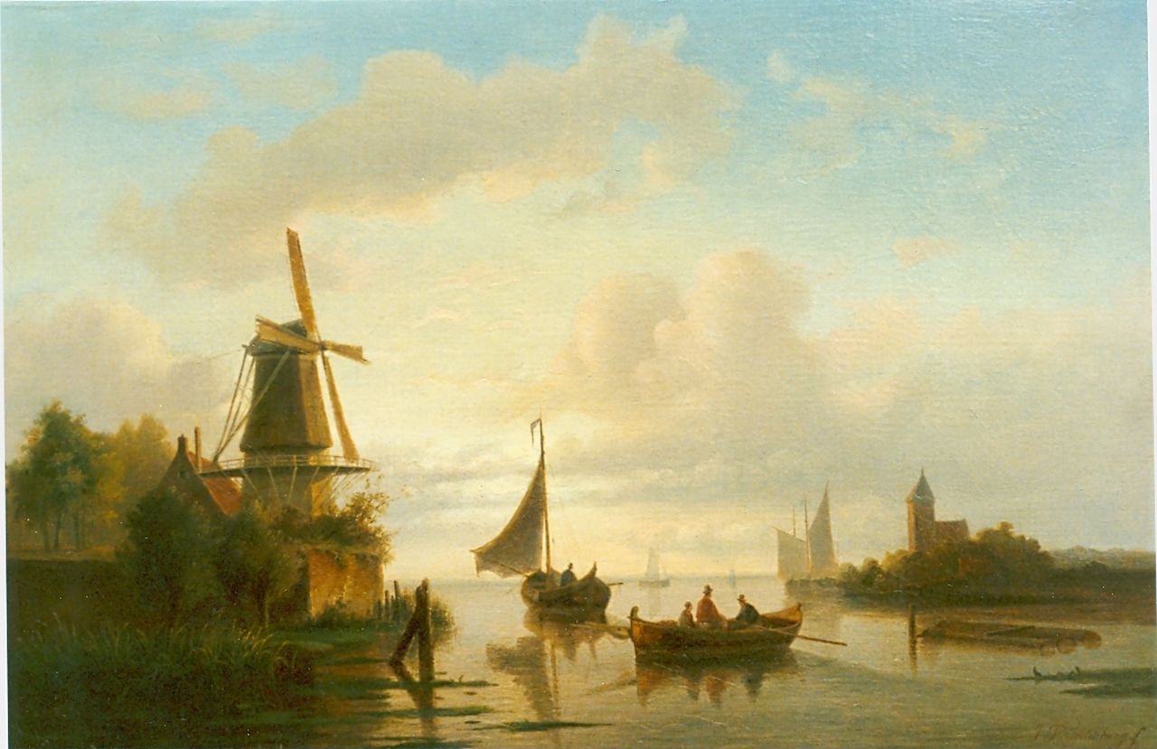 Freudenberg J.  | Jacobus Freudenberg, A peacefull morning, oil on canvas 33.2 x 49.0 cm, signed l.r.