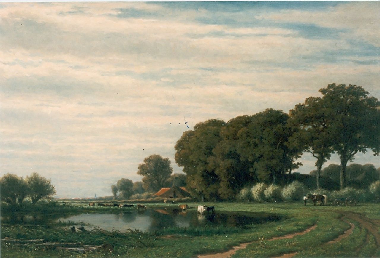 Everdingen A. van | Adrianus van Everdingen, Panoramic landscape, oil on canvas 76.7 x 115.0 cm, signed l.l. and dated 1865