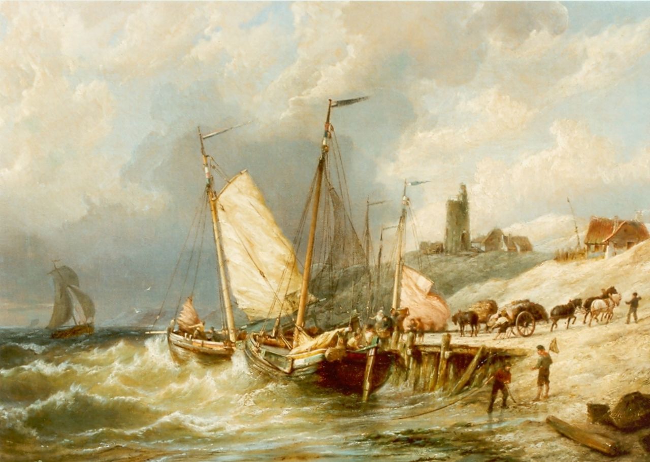 Dommershuijzen P.C.  | Pieter Cornelis Dommershuijzen, A stiff breeze, oil on canvas 47.5 x 69.0 cm, signed l.r. and dated '72