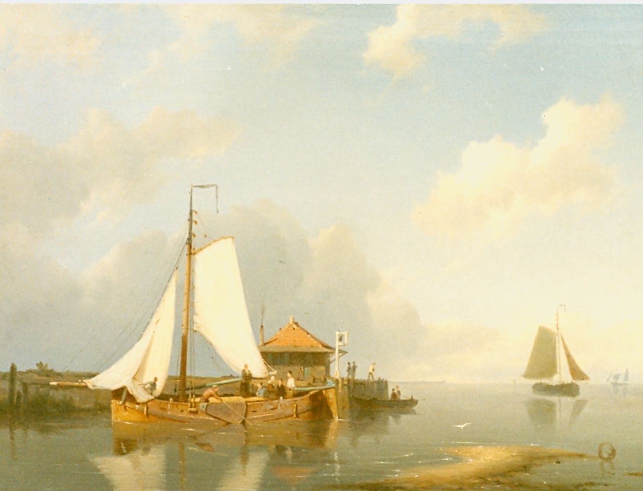 Dommershuijzen P.C.  | Pieter Cornelis Dommershuijzen, Sailing boats in a calm, oil on panel 27.5 x 38.0 cm, signed l.l. and dated '79