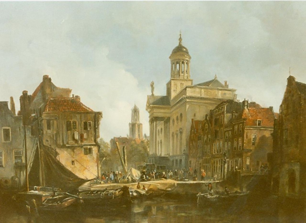 Bosboom J.  | Johannes Bosboom, View of Utrecht, oil on panel 45.0 x 61.5 cm, signed l.l.