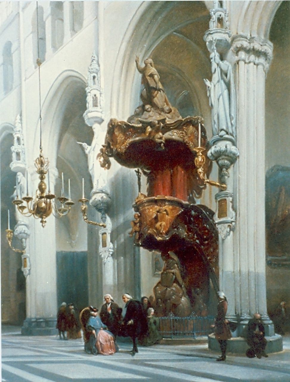 Bosboom J.  | Johannes Bosboom, Church interior, oil on panel, signed l.r.