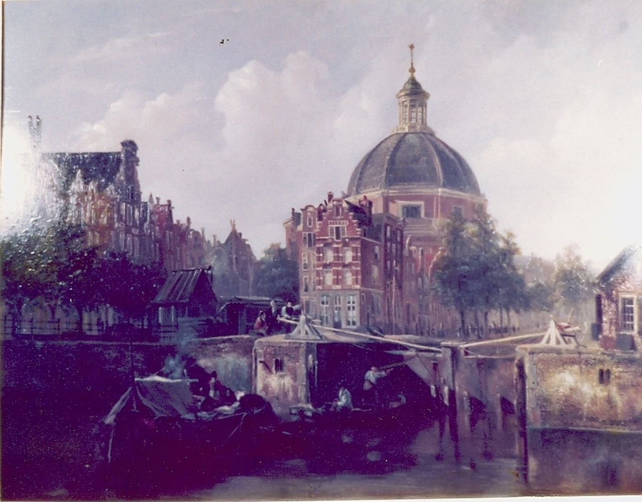 Bosboom J.  | Johannes Bosboom, A view of Amsterdam, with the Koepelkerk, oil on panel