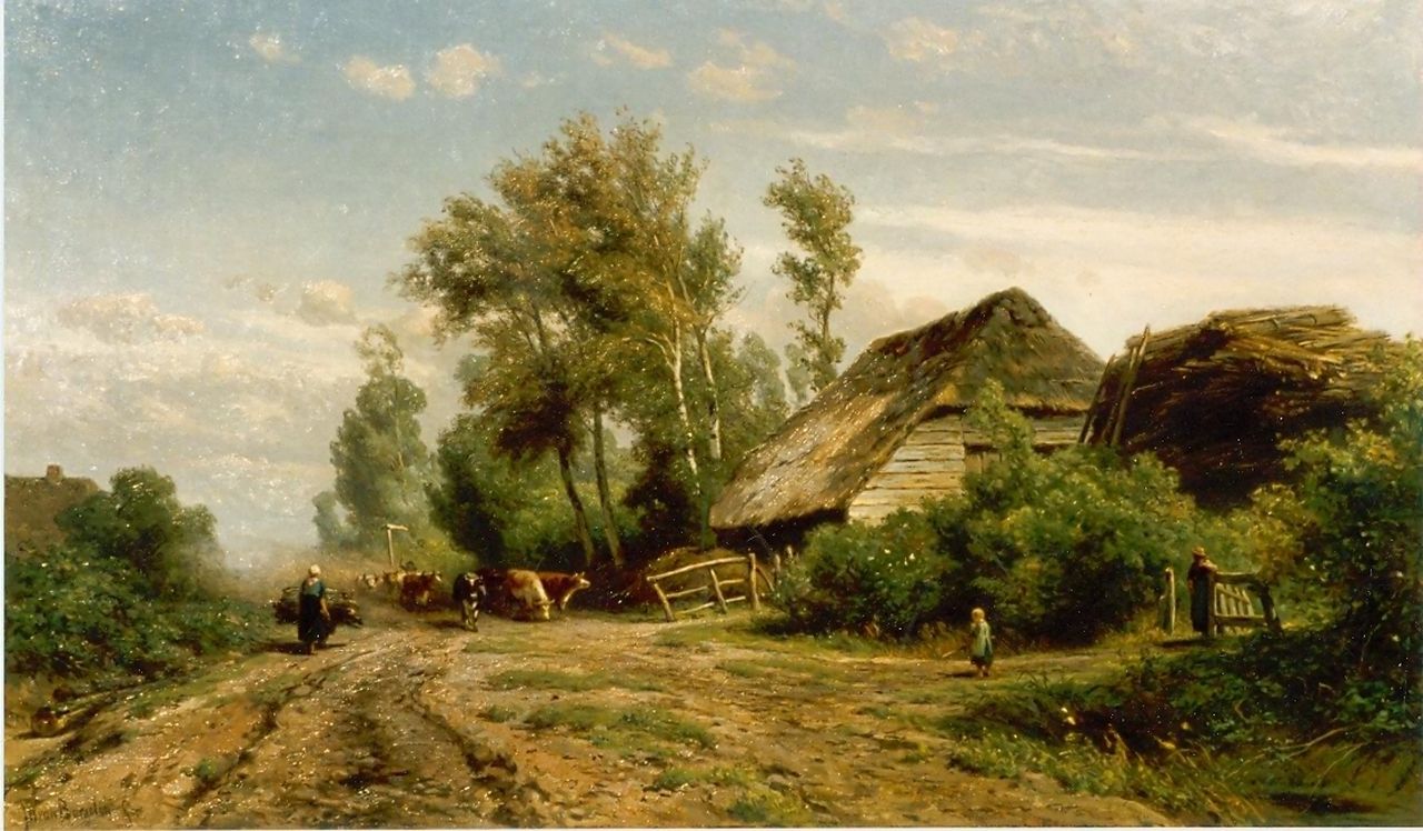 Borselen J.W. van | Jan Willem van Borselen, A farm, oil on canvas 65.0 x 105.0 cm, signed l.l.