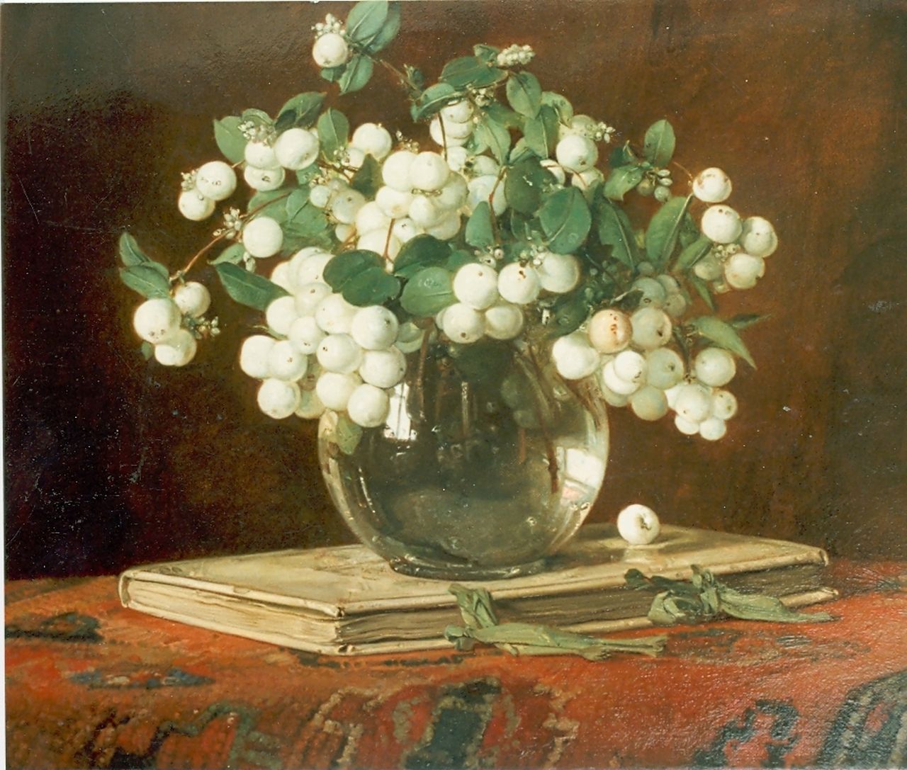 Bogaerts J.J.M.  | Johannes Jacobus Maria 'Jan' Bogaerts, Snow-berries in a vase, oil on canvas 35.0 x 40.5 cm, signed u.r. and dated 1934