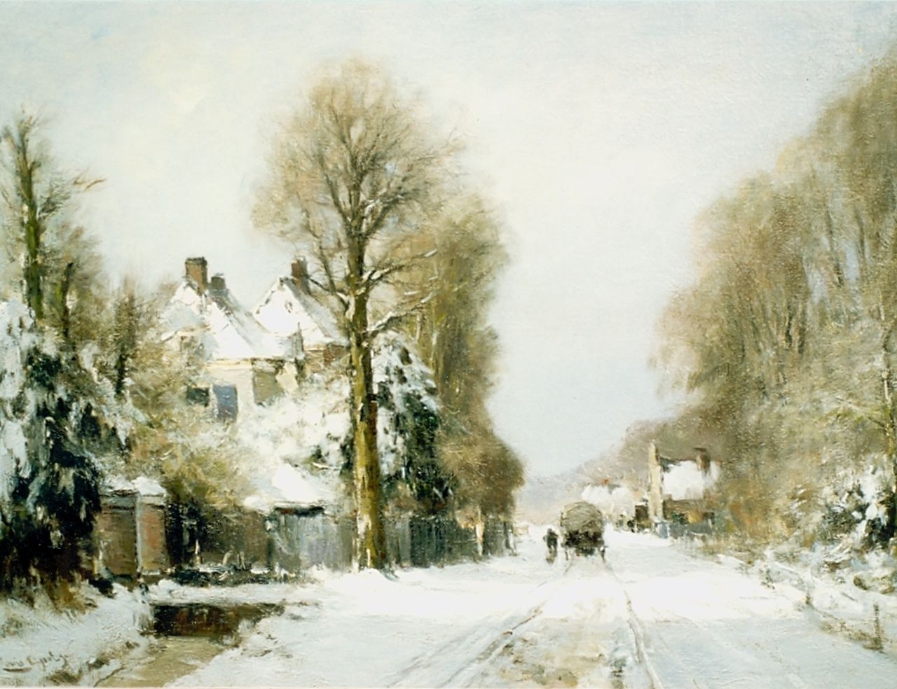 Apol L.F.H.  | Lodewijk Franciscus Hendrik 'Louis' Apol, View of the Rijksstraatweg in winter, The Hague, oil on canvas 55.0 x 76.5 cm, signed l.l.