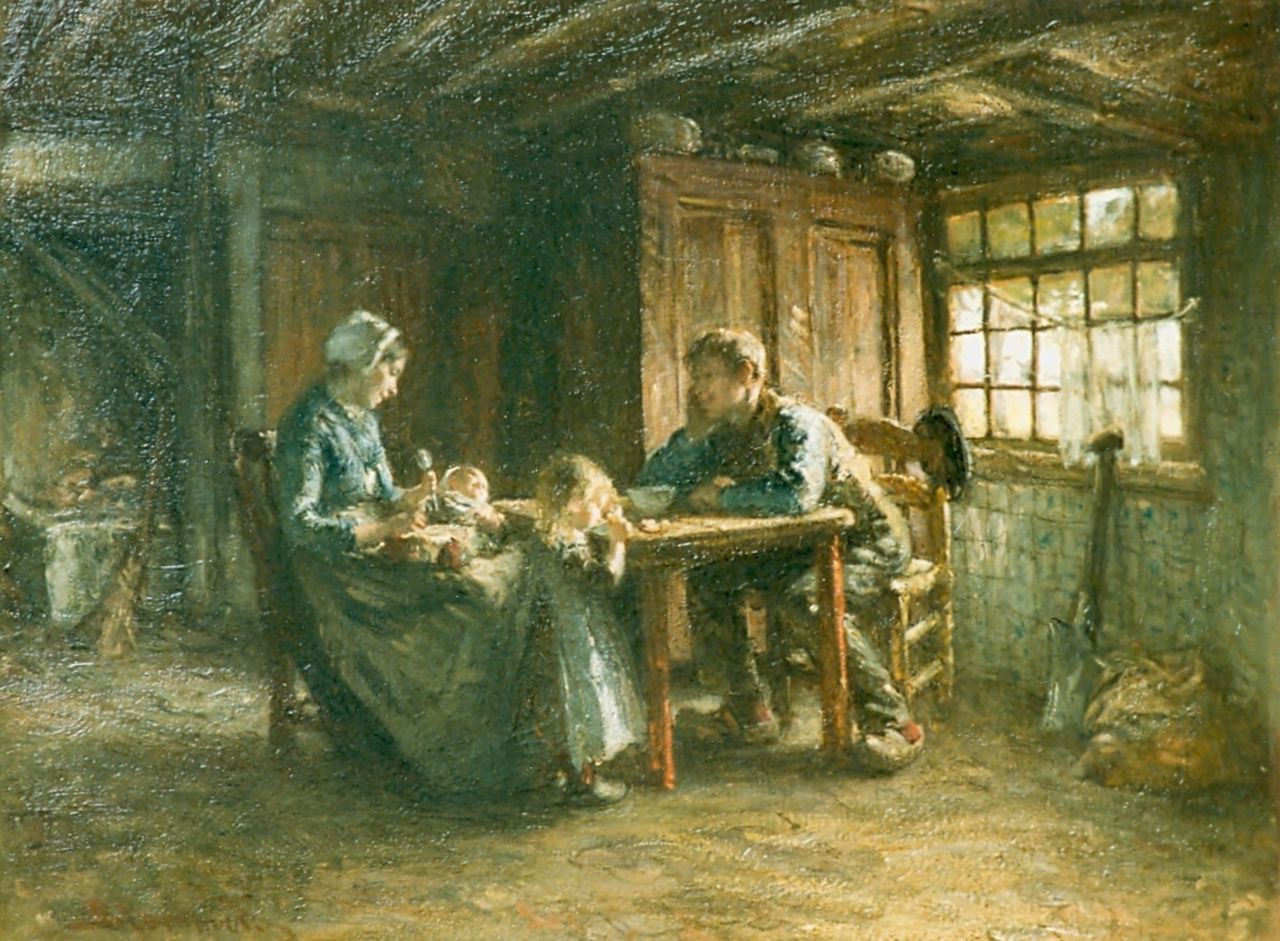 Blommers B.J.  | Bernardus Johannes 'Bernard' Blommers, Dinner time, oil on canvas 56.0 x 73.7 cm, signed l.l.